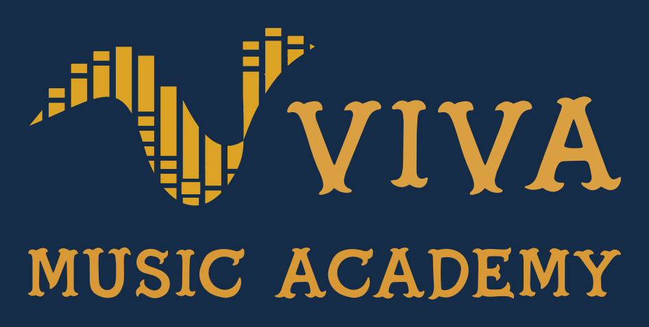The Viva Music Academy logo — a V shaped from sound wave bars forming a phoenix