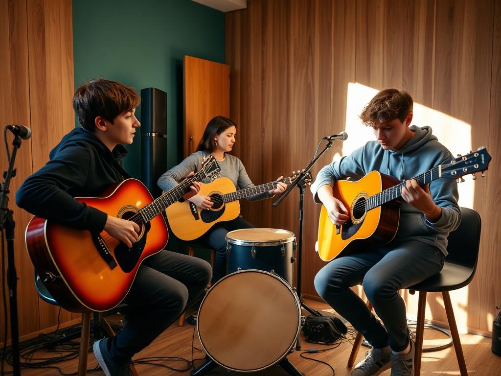 A small group music lesson in progress